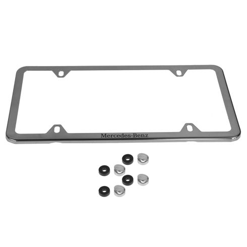 Mercedes Benz Polished Stainless Steel Slimline License Plate Frame w/Mercedes Benz Etching (MB)
