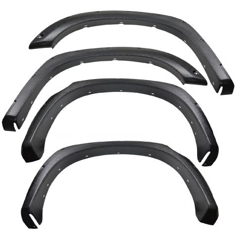 BLACK TEXTURED Pocket Rivet Fender Flares 2007-2013 Toyota Tundra Front Long