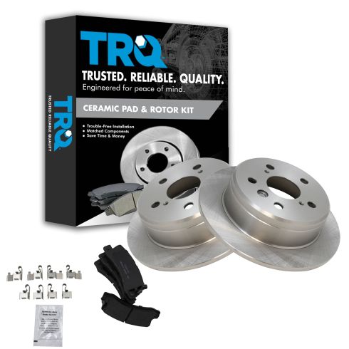 Rear Ceramic Disc Brake Pads (CD325) & 2 Rotor Kit for Toyota Solara