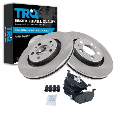 Front Semi-Metallic Disc Brake Rotor &  Pads w/Female Oval Sensor Kit