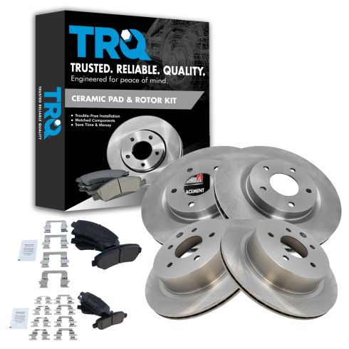 Front+Rear Rotors Ceramic Pads For 2008 2009 2010 2011 2012 2013 Nissan Rogue