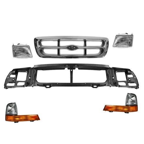 98-00 Ford Ranger 2WD (exc EV & Splash) Grille, Header Panel, Headlight, & Corner Light Kit