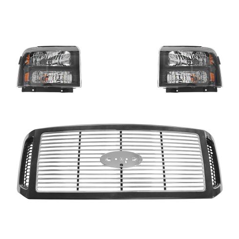 05-07 Ford Super Duty Harley Davidson Front Light and Grille Kit (3 piece)