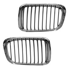 99-01 BMW 3 Series Sdn & SW Hood Mounted Chrome Grille PAIR