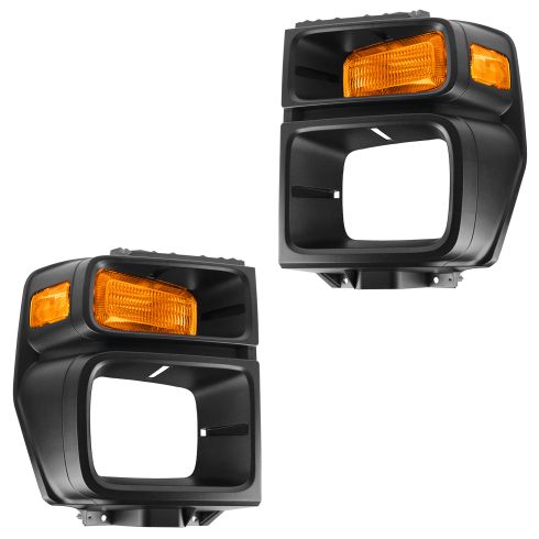 08-11 Ford Van Headlight Bezel w/Parking Turn Signal Light PAIR