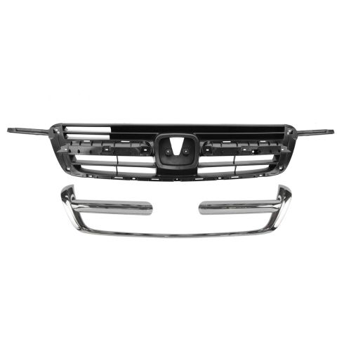 02-04 Honda CR-V Dark Gray Grille & Molding Chrome