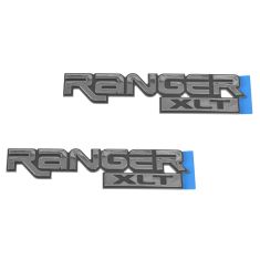 89-05 Ranger XLT Frt Fender Mtd Chrome & Black ~RANGER XLT~ Logoed Adhesive Nameplate Pair (Ford)