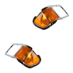 00-14 Ford F650, F750 Chrome Headlight Bezel w/Corner Parking Light PAIR (Ford)
