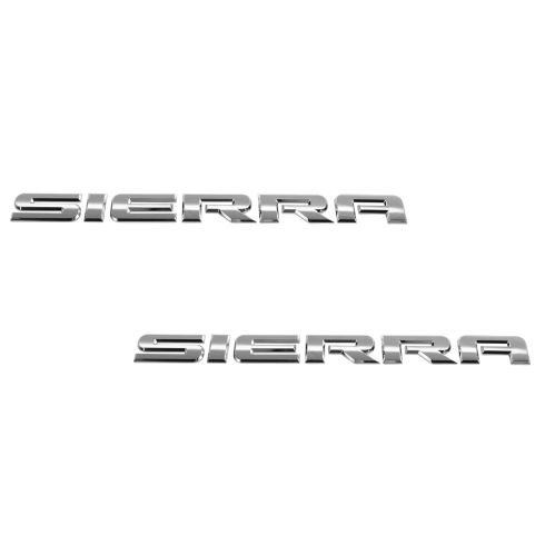 07-15 GMC Sierra Front Door or Tailgate Mounted Chrome ~SIERRA~ Adhesive Nameplate PAIR (GM)