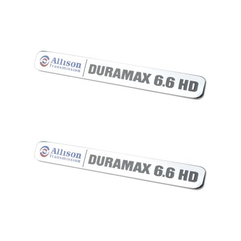 11-14 Silvrdo 2500, 3500 Hood Mtd ~Allison Transmission / DURAMAX 6.6 HD~ Clip On Nameplte PAIR (GM)