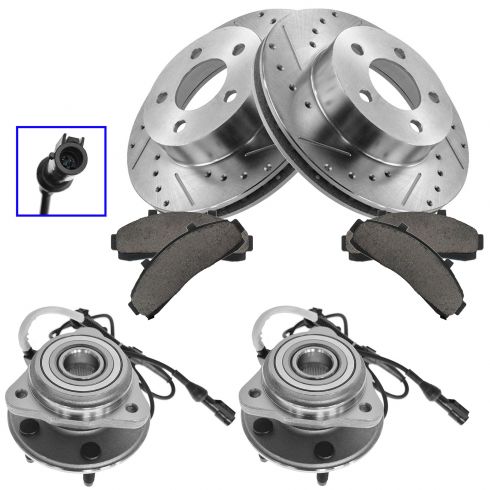 P0408 2 Front Cross Drilled Performance Brake Rotors and 4 Ceramic Pads