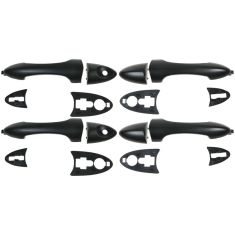 00-07 Ford Focus; 01-06 Mazda Tribute Outside Door Handle Smooth Black w/ RF Keyhole Set of 4
