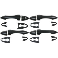 00-07 Ford Focus; 01-06 Mazda Tribute Outside Door Handle Smooth Black w/o RF Keyhole Set of 4
