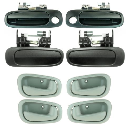 98-02 Corolla Prizm Door Handle Outer & Inner Front & Rear Gray Manual Lock Set