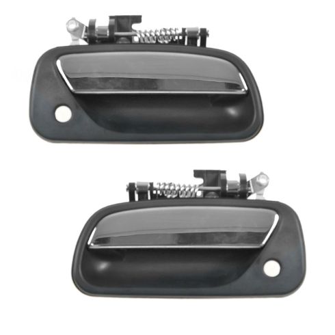 1993-98 Toyota T100 Front Outside Door Handle Black w/Chrome Lever PAIR