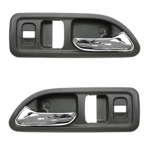 94-97 Honda Accord 2dr w/Pwr Locks Chrome & Gray Inside Door Handle PAIR