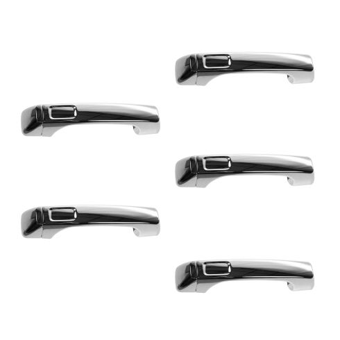 06-10 Hummer H3; 09-10 H3T All Chrome Outside Door Handle w/Cap SET of 5