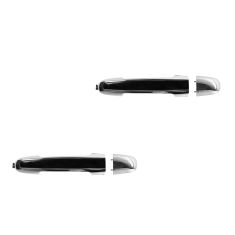 06-10 Hyundai Sonata Rear Chrome w/Black Insert Outside Door Handle (w/Cover) PAIR