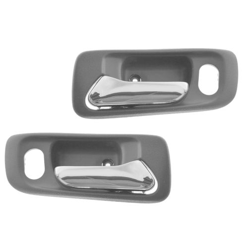 98-02 Honda Accord 4dr; 99-04 Odyssey w/Pwr Locks Front Gray w/Chrome Lever Inside Door Handle PAIR