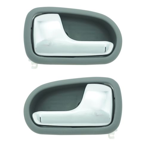 95-02 Mazda Protege Chrome & Gray Front or Rear Inside Door Handle PAIR