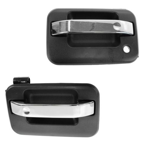 04-13 Ford F150 Front Chrome & Textured Black Outside Door Handle PAIR (RH w/o Keyhole)