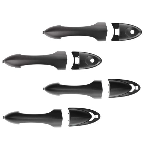 00-07 Ford Focus; 01-06 Mazda Tribute Outside Door Handle Textured Black w/ RF Keyhole Set of 4