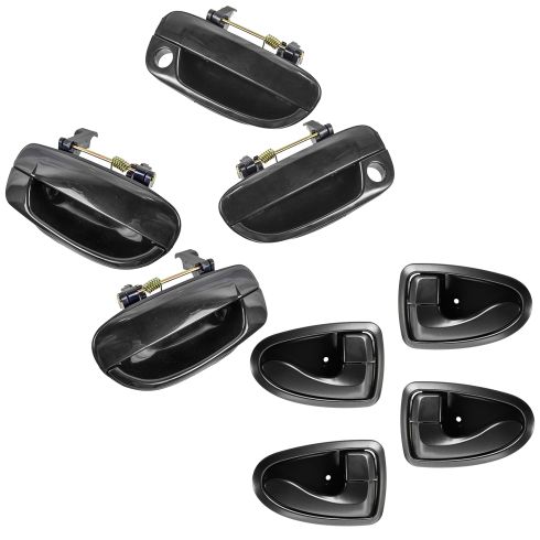 00-06 Hyundai Accent Door Handle Inside (Gray) & Outside (Smooth Black) Kit (Set of 4)
