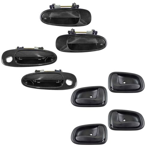 93-97 Corolla, Prizm Front & Rear Black Outside & Black Inside Door Handle Kit (Set of 8)