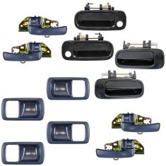 92-96 Toyota Camry Exterior & Blue Inside Door Handle & Bezel (Set of 12)