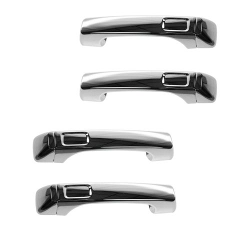06-10 Hummer H3; 09-10 H3T All Chrome Front & Rear Outside Door Handle w/Cap 4pc Set