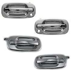 99-07 Chevy GMC Pickup SUV Chrome Outside Front & Rear Door Handle Kit (4pcs) w/ Keyhole