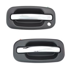 99-07 GM Full Size PU SUV Outside Front Chrome & Black Door Handle (w/o PSG lock) Pair