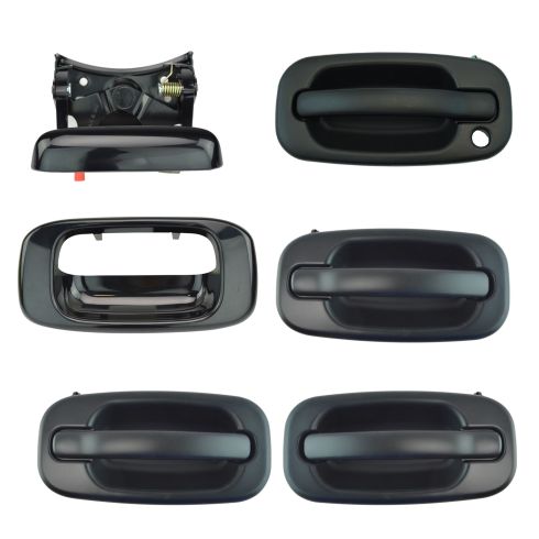 99-07 Silverado, Sierra Front & Rear PTM Black Door Handle & Tailgate Handle Kit (6pc)