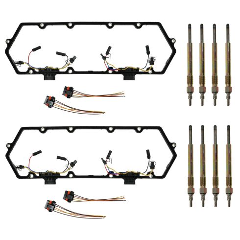 95-98 Ford E350; 94-97 F250, F350 Valve Cover Gasket w/4 Injector Harnesses & 8 Glow Plug Kit