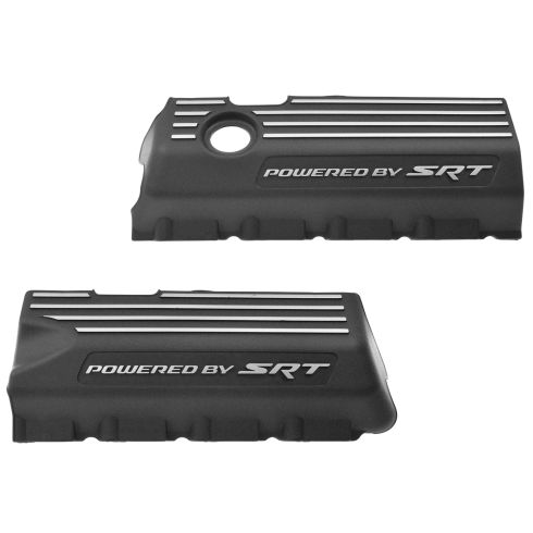 11-15 Challenger, Charger, 300 w/6.4L Black ~Powered by SRT~ Logoed Engine Valve Cover PAIR (Mopar)