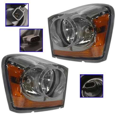 2004-05 Dodge Durango Driver & Passenger Side 2 Piece Headlight Set DIY