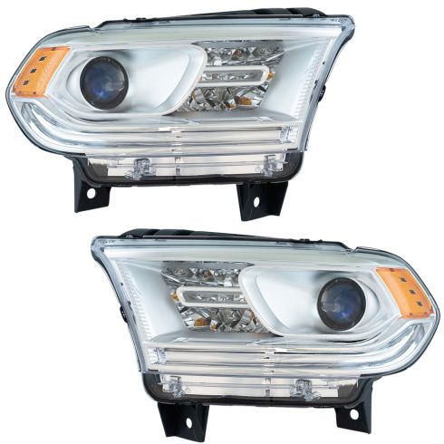 14-17 Dodge Durango Chrome Halogen Headlight Pair (w/o LED Running Lights)
