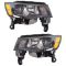 17-18 Jeep Grand Cherokee Halogen Headlight Black Pair