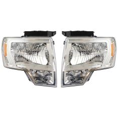 09-14 Ford F150 Chrome Halogen Headlight Pair