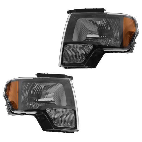 09-14 Ford F150 SVT Raptor Black Bezel Headlight PAIR (Ford)
