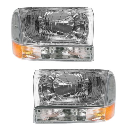 02-04 Ford Excursion SD Headlight with Clear Lens & Parking Signal Light Set of 4