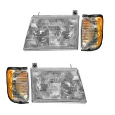 97-00 Ford Econoline Van Headlight & Corner Light Kit (Set of 4)