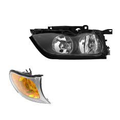 02-05 BMW 3 Series Sedan & SW Headlight & Corner Light w/Chrome Trim RF