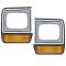 86-89 Dodge D/W 100; 86-90 D/W150, 250, 350, Ramcharger Silver Headlight Bezel w/Parking Light PAIR