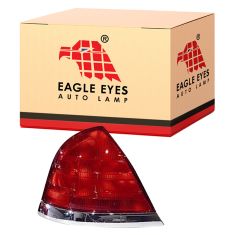 99-10 Ford Crown Vic Red & Chrome 2 Bulb Taillight LH