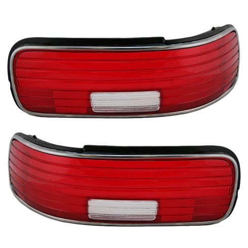 93-96 Chevy Caprice Tail Light Lens With Chrome Trim Pair