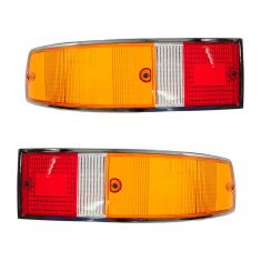70-89 Porsche 911; 66-69, 76 912 Red, Yellow, White w/Chrome Trim Taillight Lens PAIR