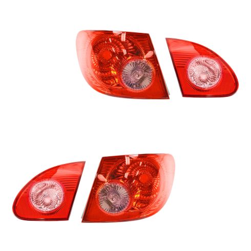 03-08 Toyota Corolla Inner & Outer Taillight SET of 4 w/ Tinted Reverse Lenses