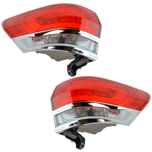 14-15 Jeep Grand Cherokee (exc SRT) Outer 1/4 Panel Mounted Taillight (w/Chrome Insert) Pair