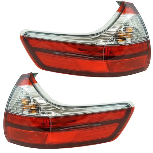 15-17 Toyota Sienna (exc SE) Outer Body Mounted Red & Clear Taillight Pair